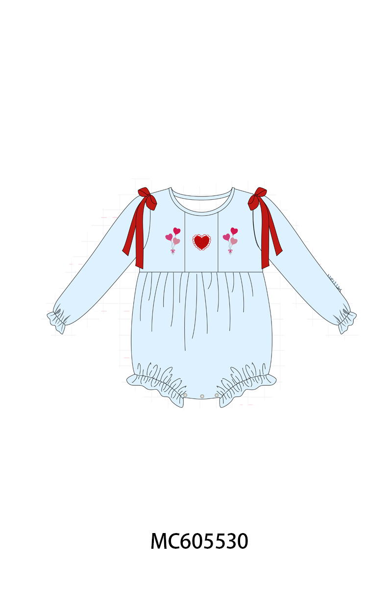 PO95 Blue valentine's day heart embroidery collection