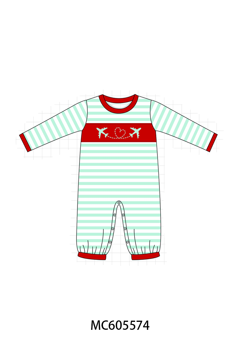PO95 Blue stripe valentine's day airplane embroidery collection