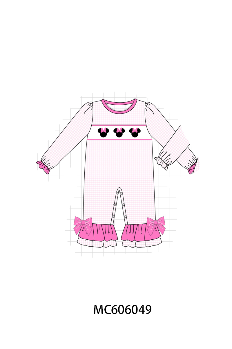 PO95 Pink&blue character embroidery gingham collection
