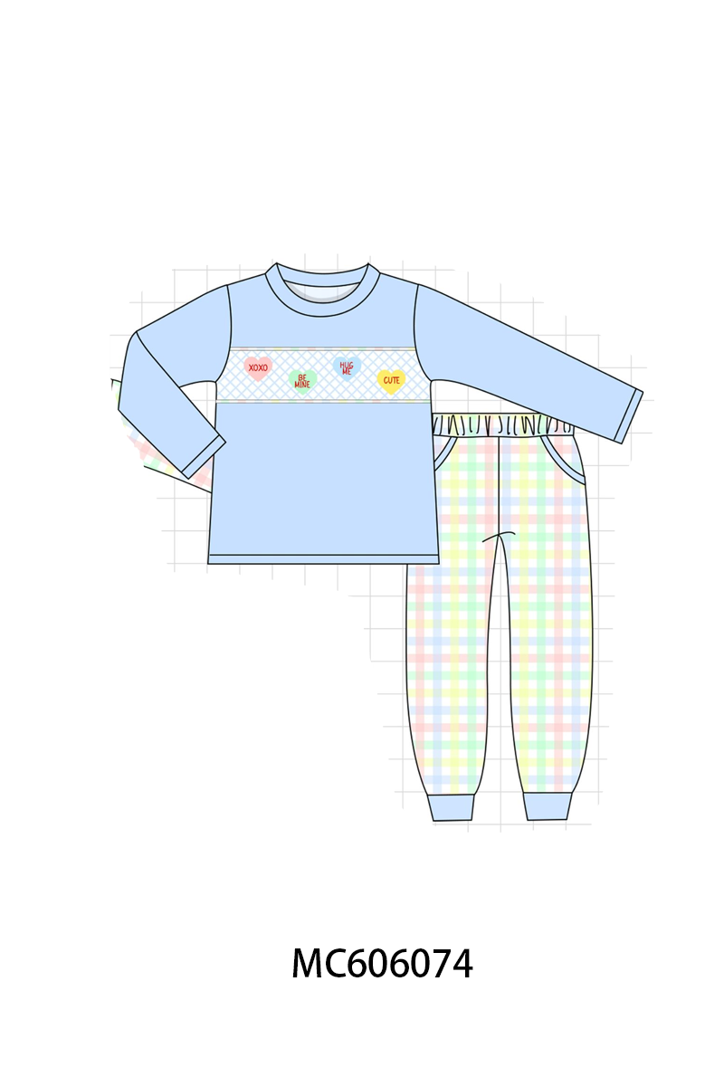 PO95 Pink heart smocked plaid collection