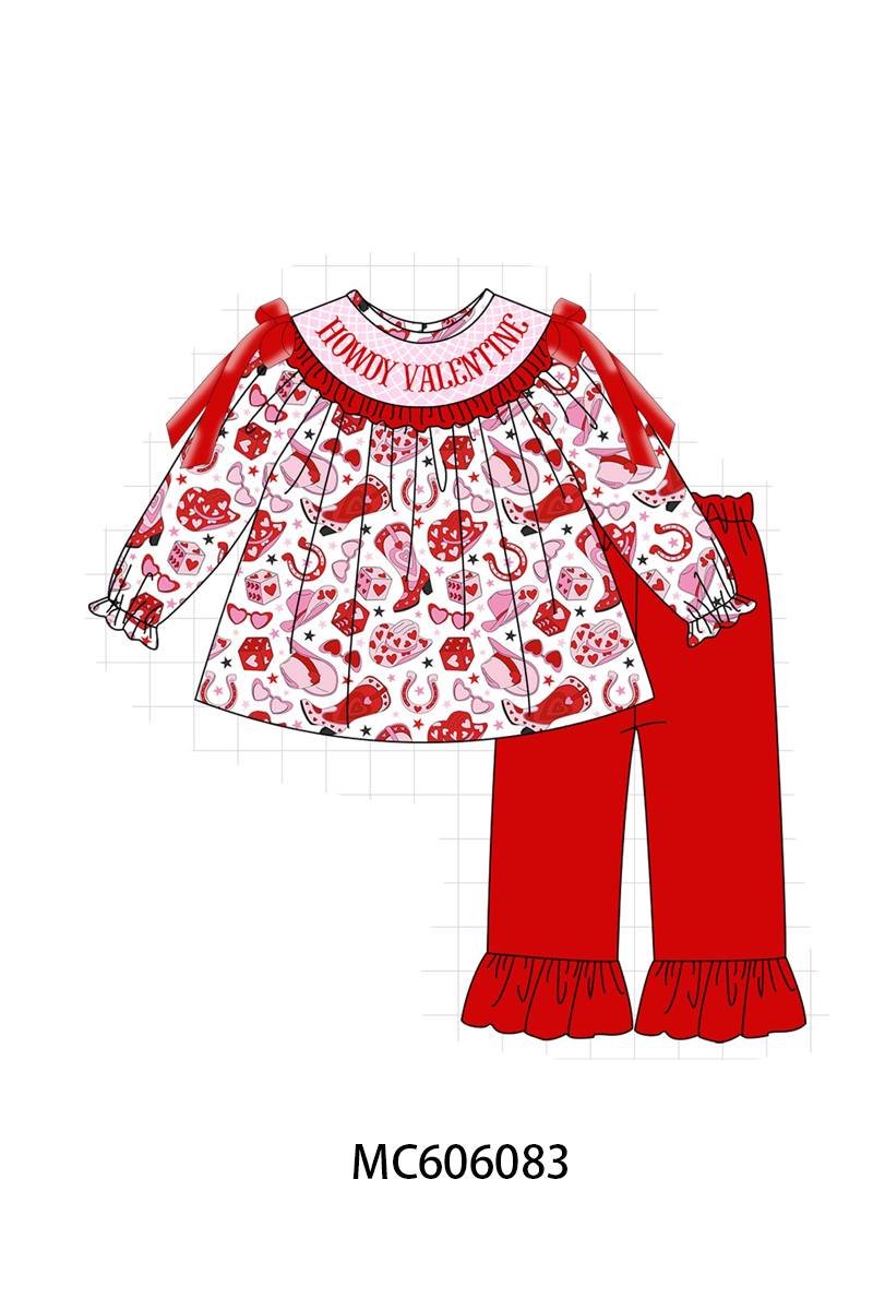 PO95 Red howdy valentine smocked collection
