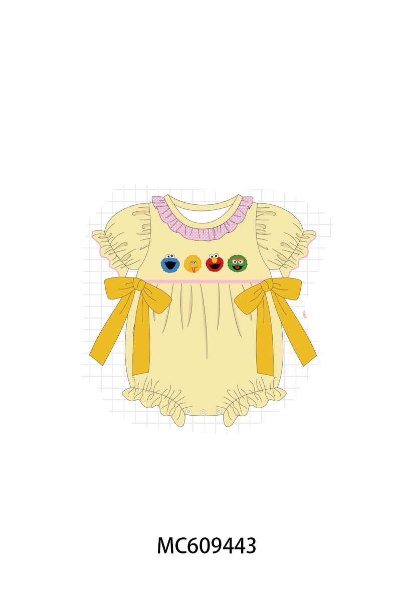 PO104 Mustard sesame street embroidery collection
