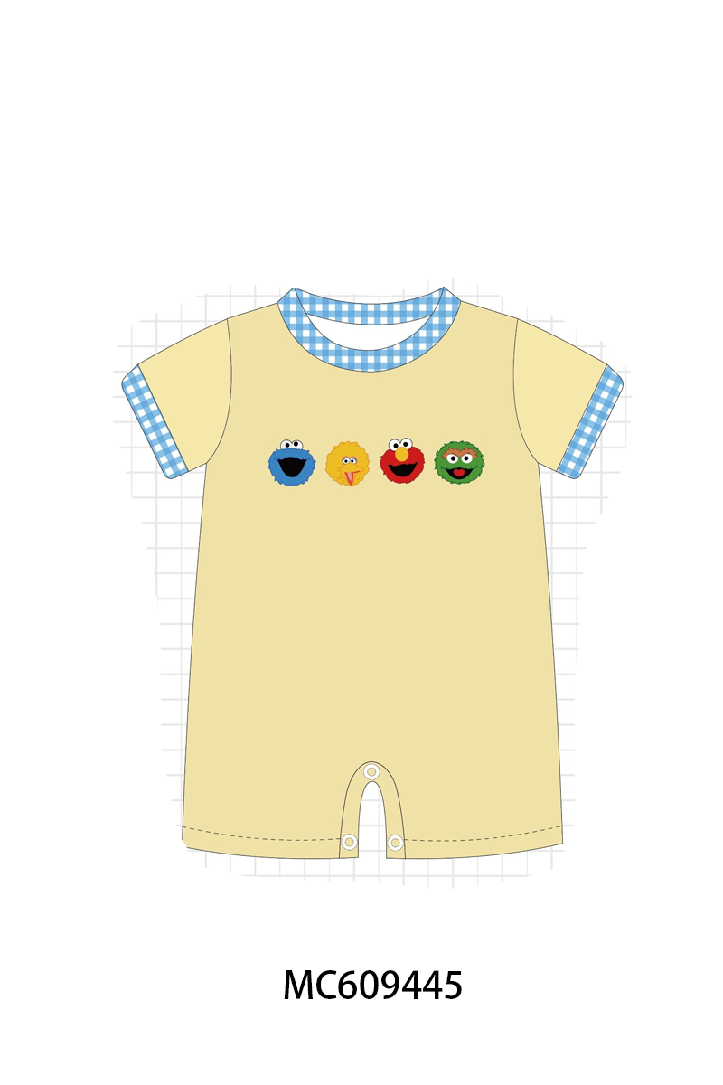 PO104 Mustard sesame street embroidery collection