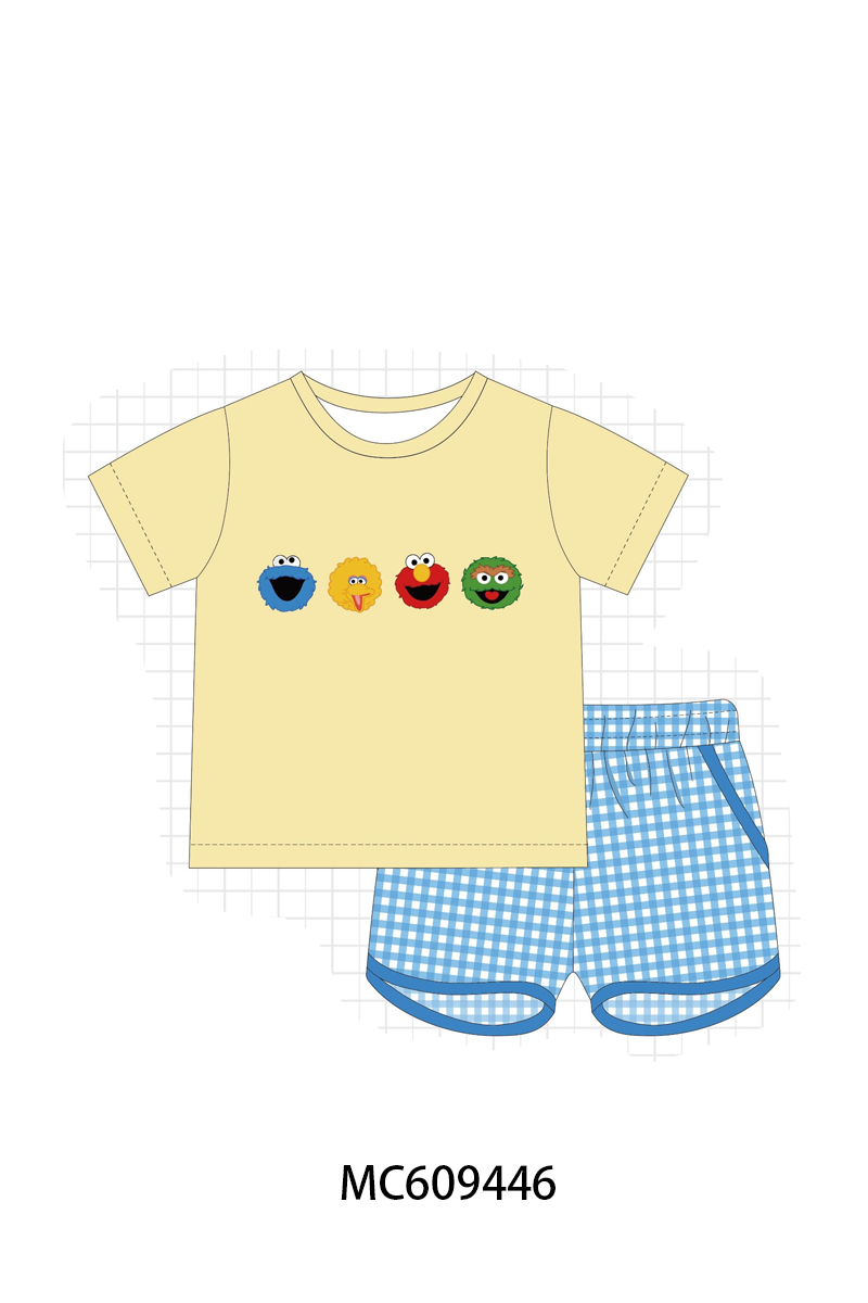 PO104 Mustard sesame street embroidery collection