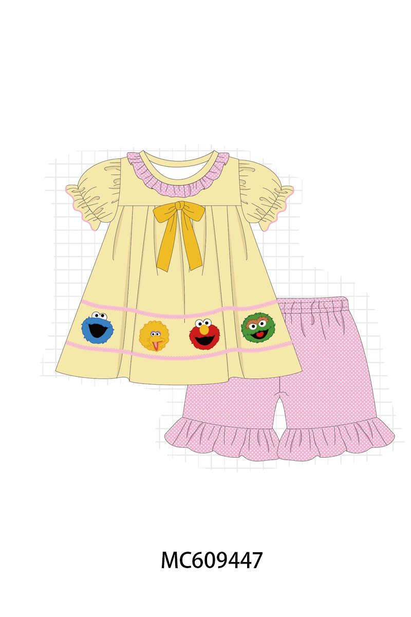 PO104 Mustard sesame street embroidery collection