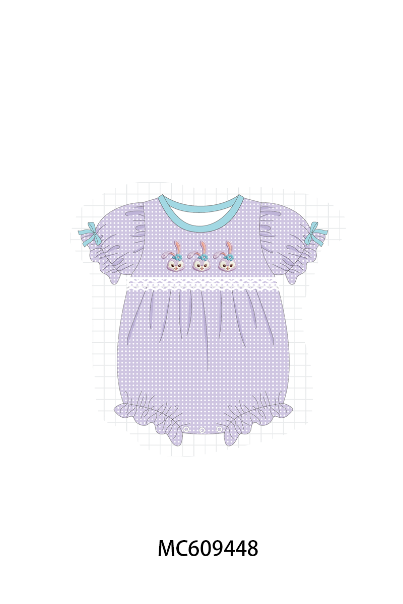 PO104 Purple easter bunny embroidery ruffle collection