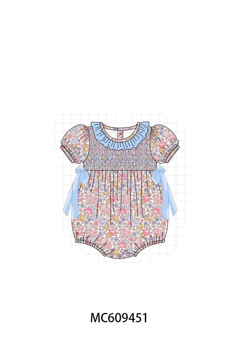 PO104 Blue floral smocked collection
