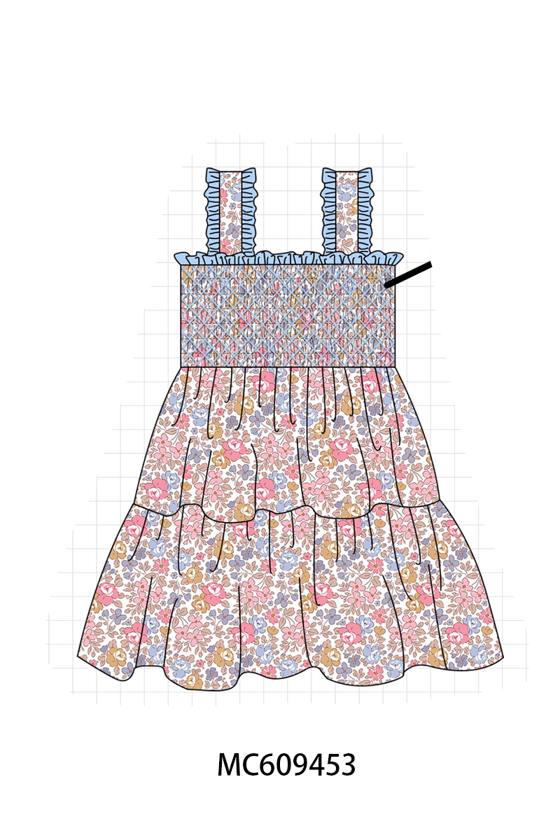 PO104 Blue floral smocked collection