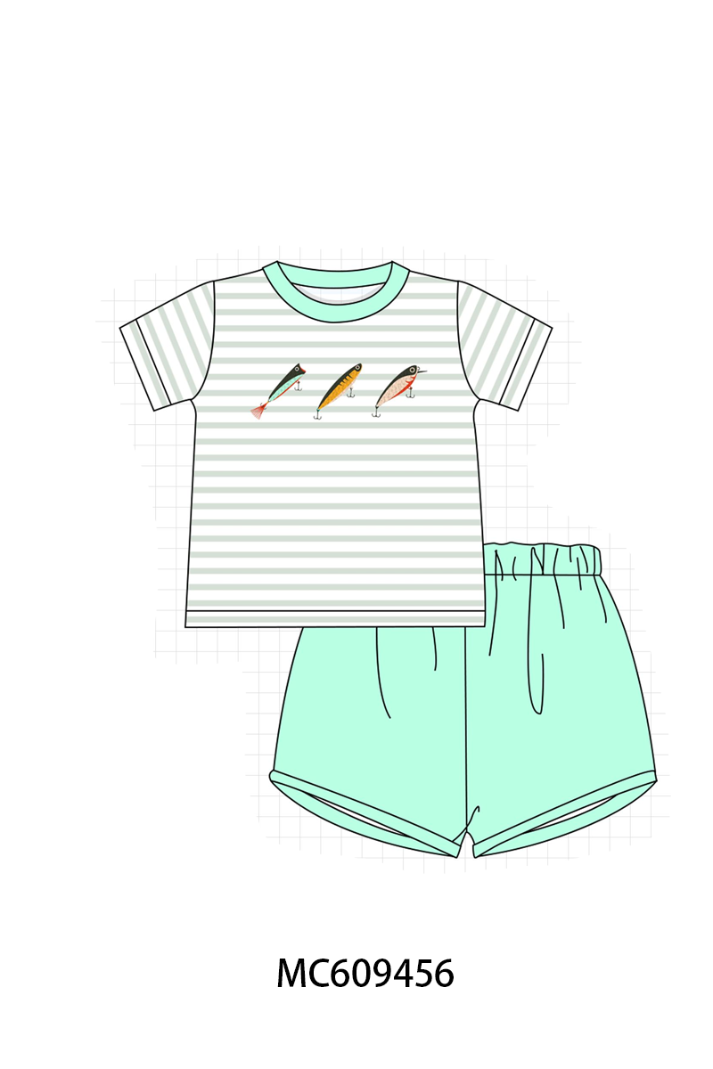 PO104 Mint fish french knot stripe collection