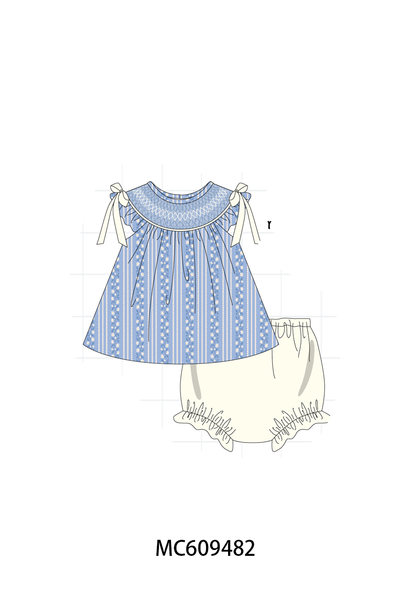 PO104 Blue floral smocked collection 2