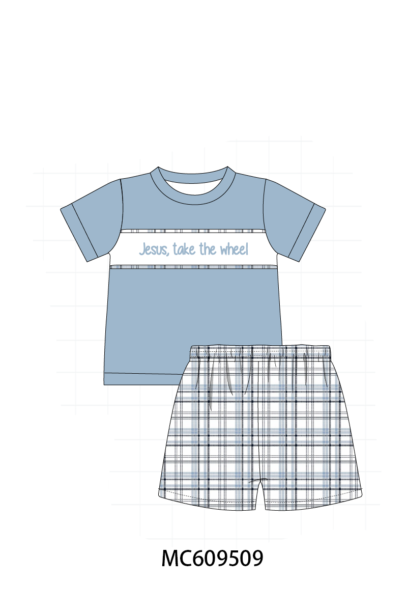 PO104 Purple&teal jesus take the wheel embroidery collection