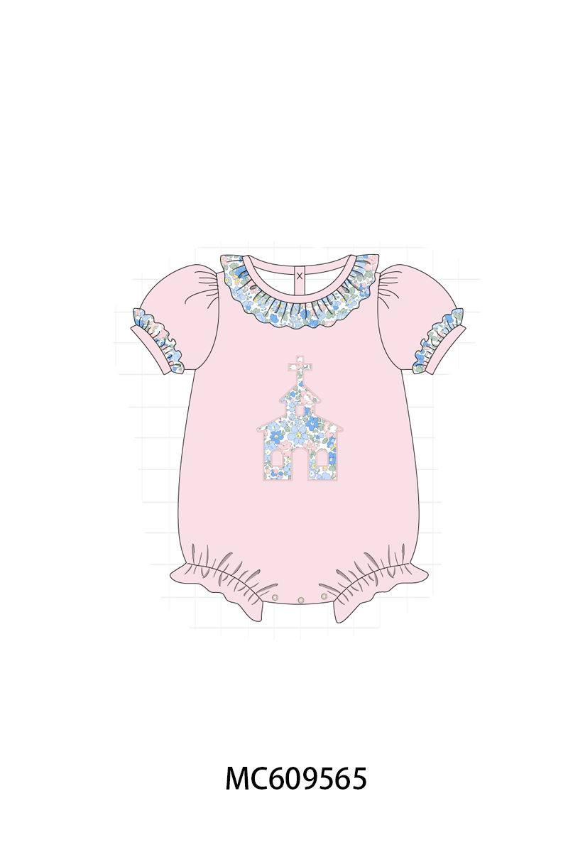 PO104 Pink&green castle applique floral collection