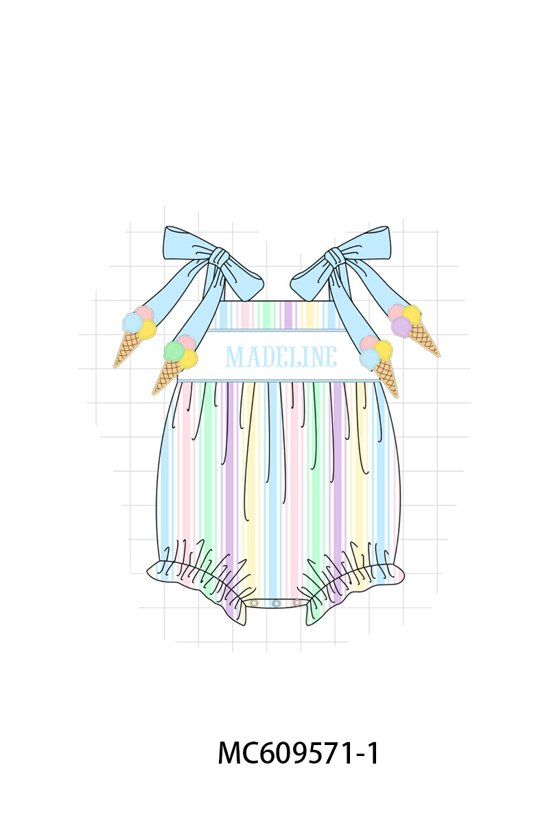 PO104 Blue monogram embroidery stripe collection