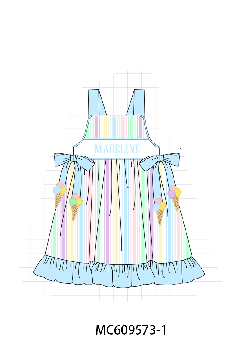 PO104 Blue monogram embroidery stripe collection