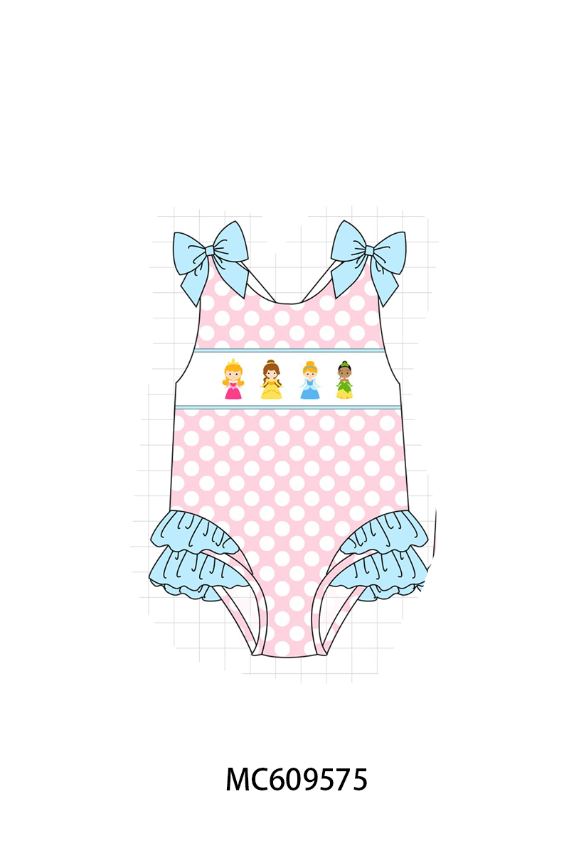PO104 Pink princess embroidery swimsuit collection