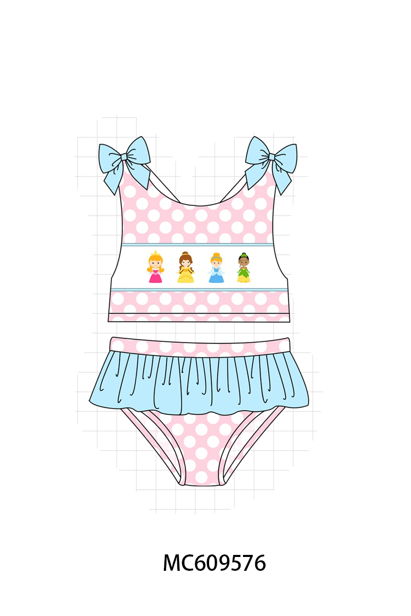 PO104 Pink princess embroidery swimsuit collection