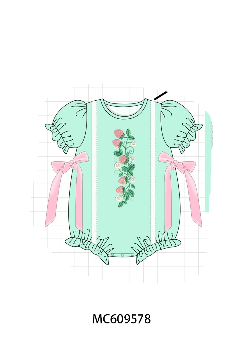 PO104 Green strawberry embroidery collection