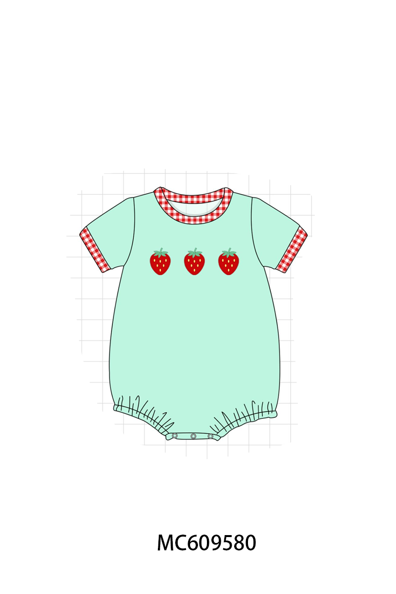 PO104 Green strawberry embroidery collection