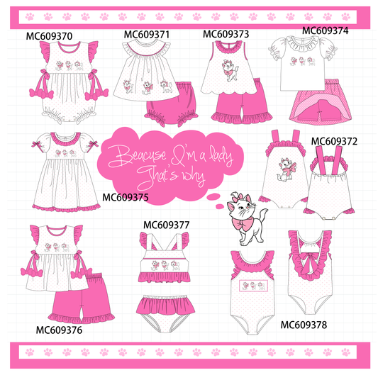 PO104 Magenta cat embroidery dot ruffle collection