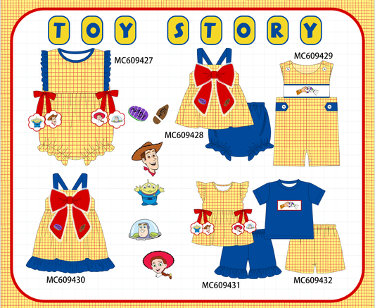 PO104 Mustard toy story bow ruffle plaid collection