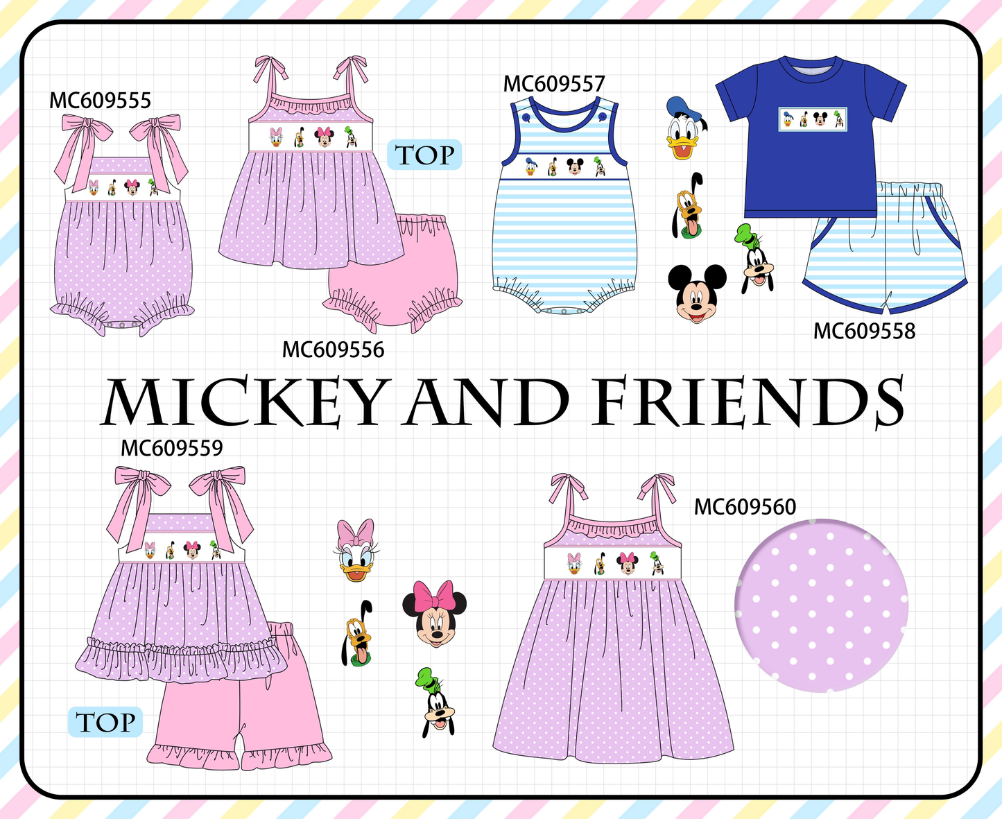 PO104 Pink&blue character embroidery collection