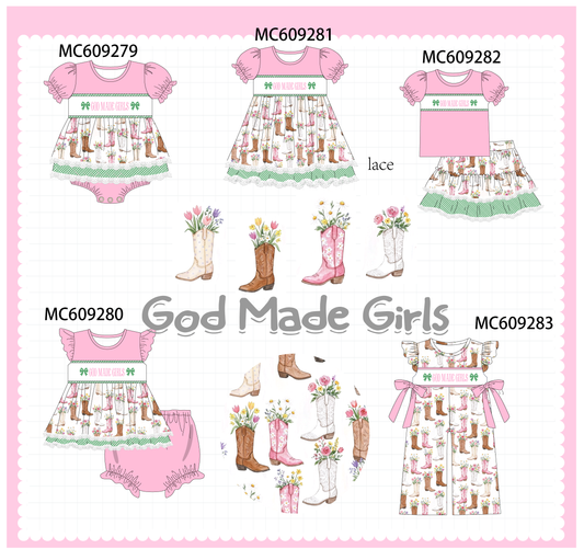 PO104 Pink god made girls embroidery boots collection