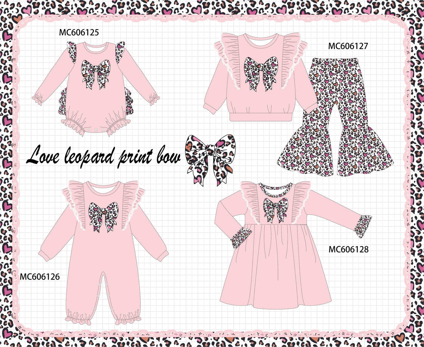 PO95 Pink leopard bow heart colllection