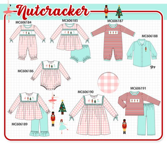 PO95 Pink nutcracker embroidery gingham collection