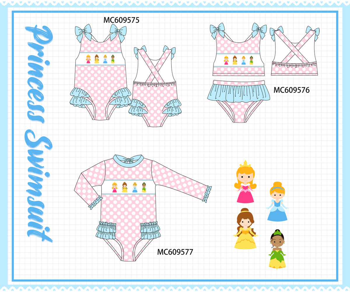 PO104 Pink princess embroidery swimsuit collection