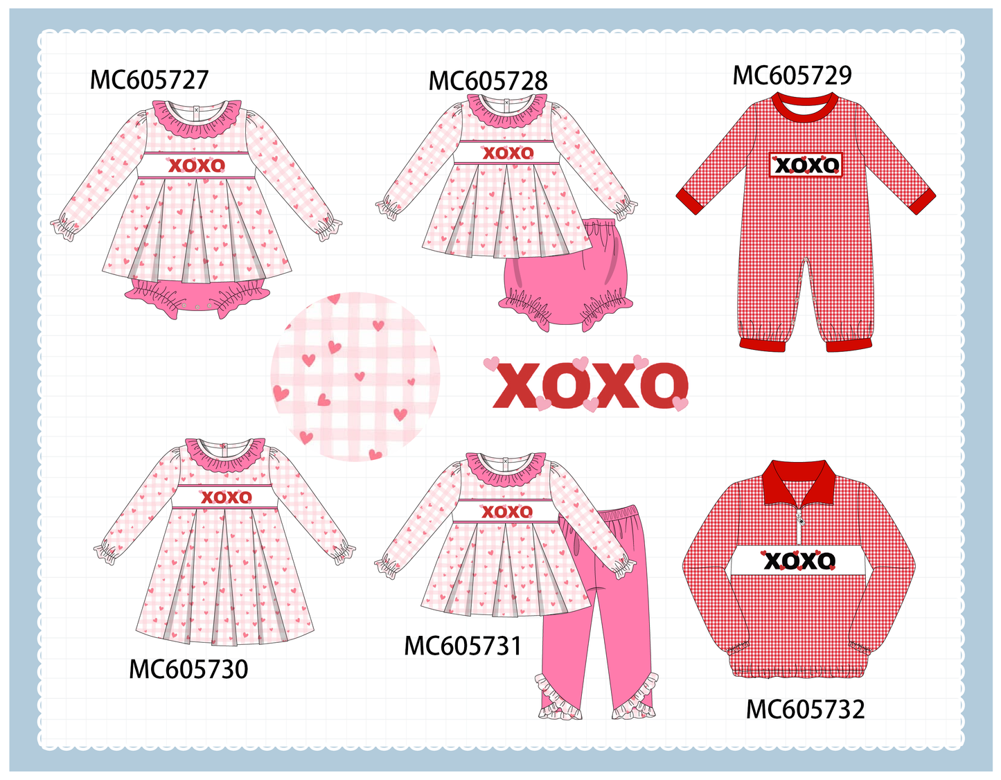 PO95 Pink valentine's day XOXO embroidery collection