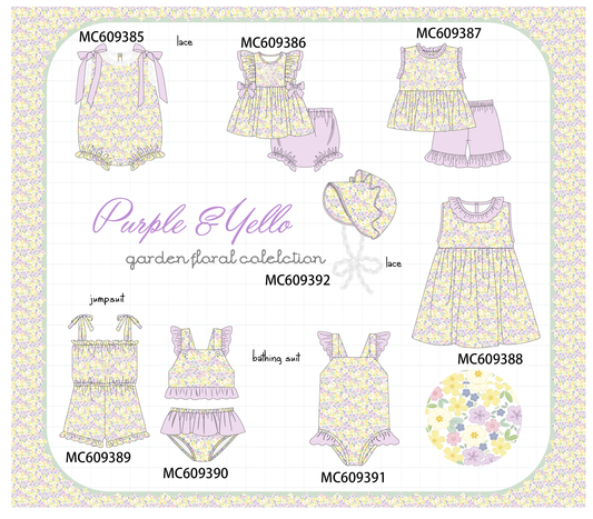 PO104 Purple floral  embroidery ruffle collection