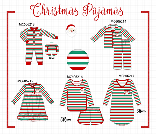 PO95 Red christmas santa claus stripe pajama collection